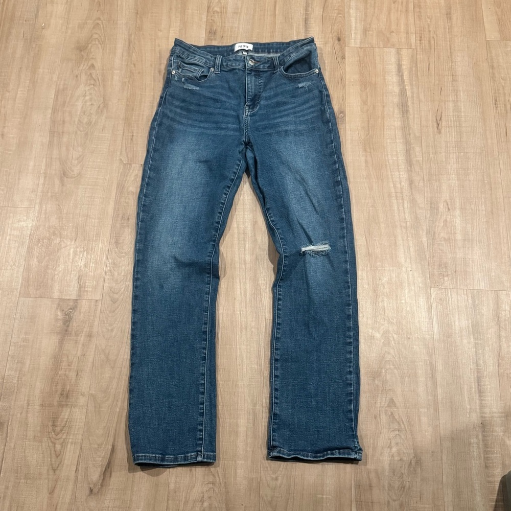 Pistola Mid Wash Straight Leg Jeans with Knee Distress Size 29